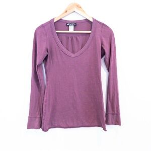 Self Esteem Y2K 2000's Cherry Print Scoop V Neck Roll Hem Long Sleeve Shirt